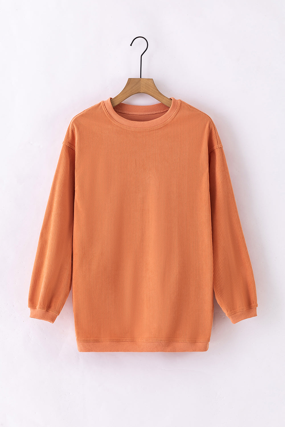 Apricot Ribbed Corduroy Oversized Sweatshirt