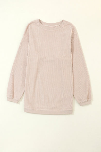 Apricot Ribbed Corduroy Oversized Sweatshirt