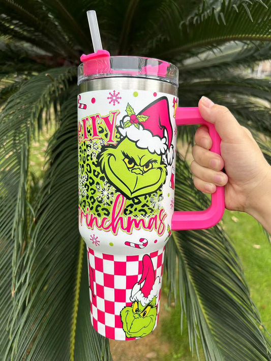 40oz Christmas Hot Pink Tumbler