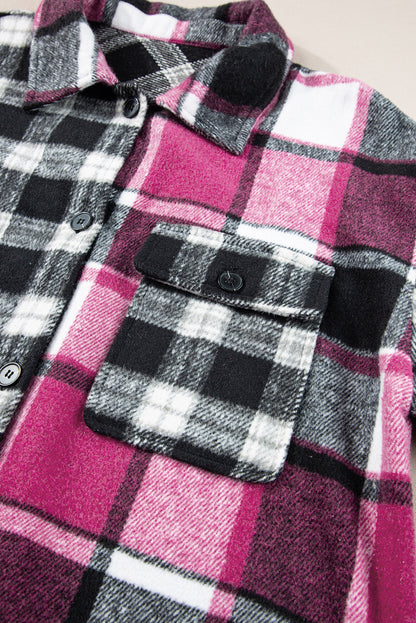 Black Plaid Colorblock Loose Shacket