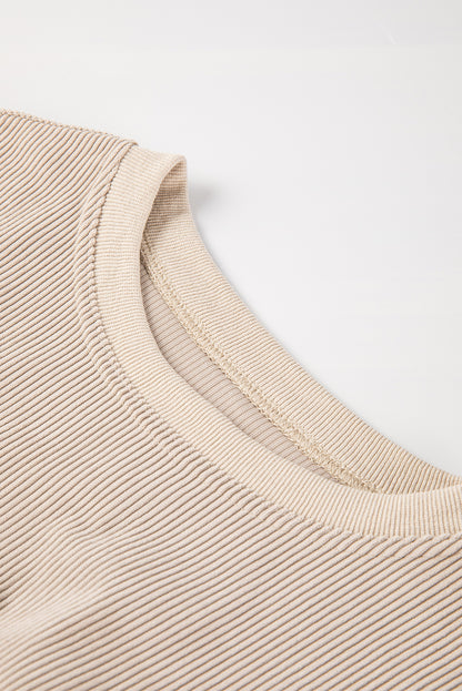 Apricot Ribbed Corduroy Oversized Sweatshirt