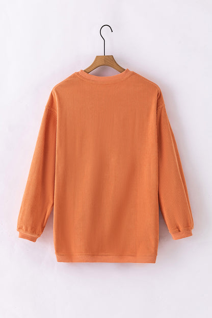 Apricot Ribbed Corduroy Oversized Sweatshirt