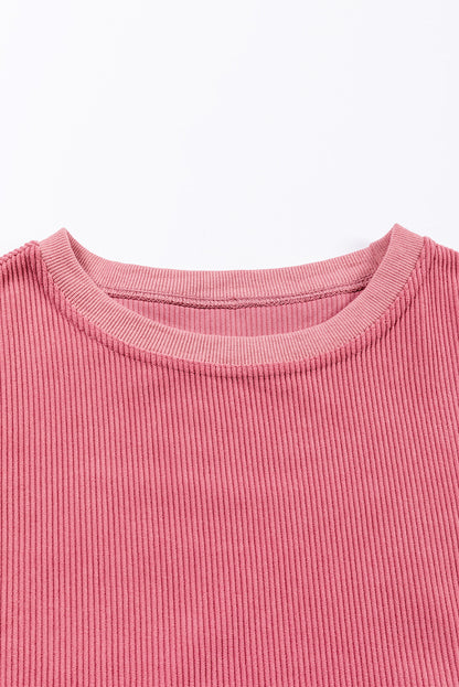 Apricot Ribbed Corduroy Oversized Sweatshirt