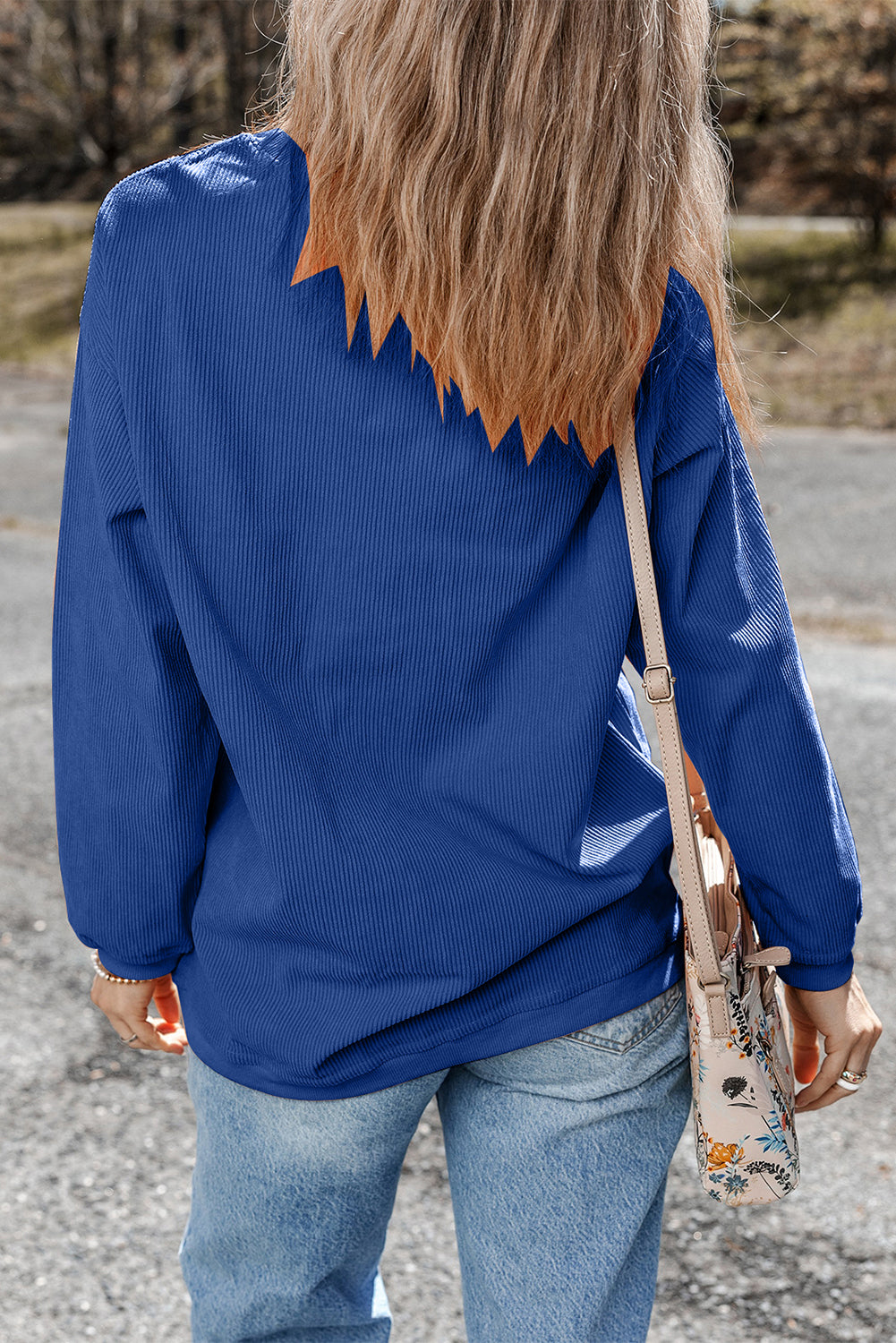 Apricot Ribbed Corduroy Oversized Sweatshirt