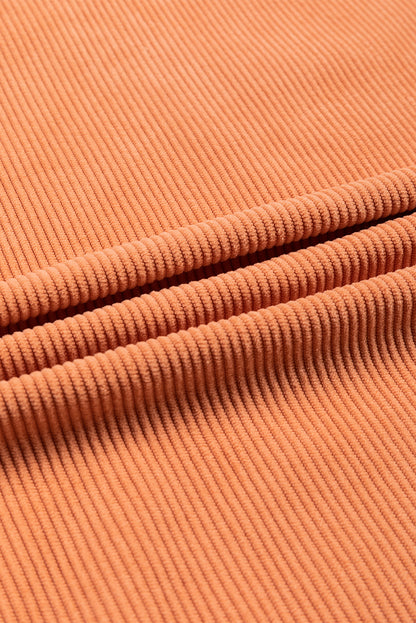 Apricot Ribbed Corduroy Oversized Sweatshirt