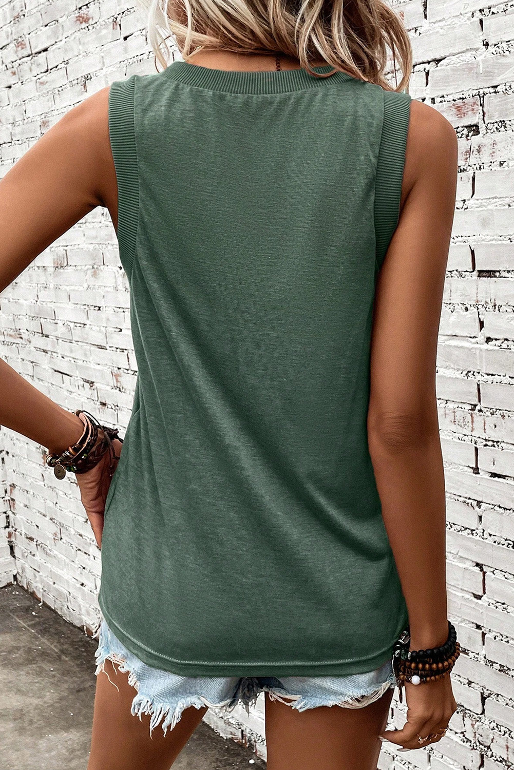 Simply Taupe Ribbed V Neck Tank