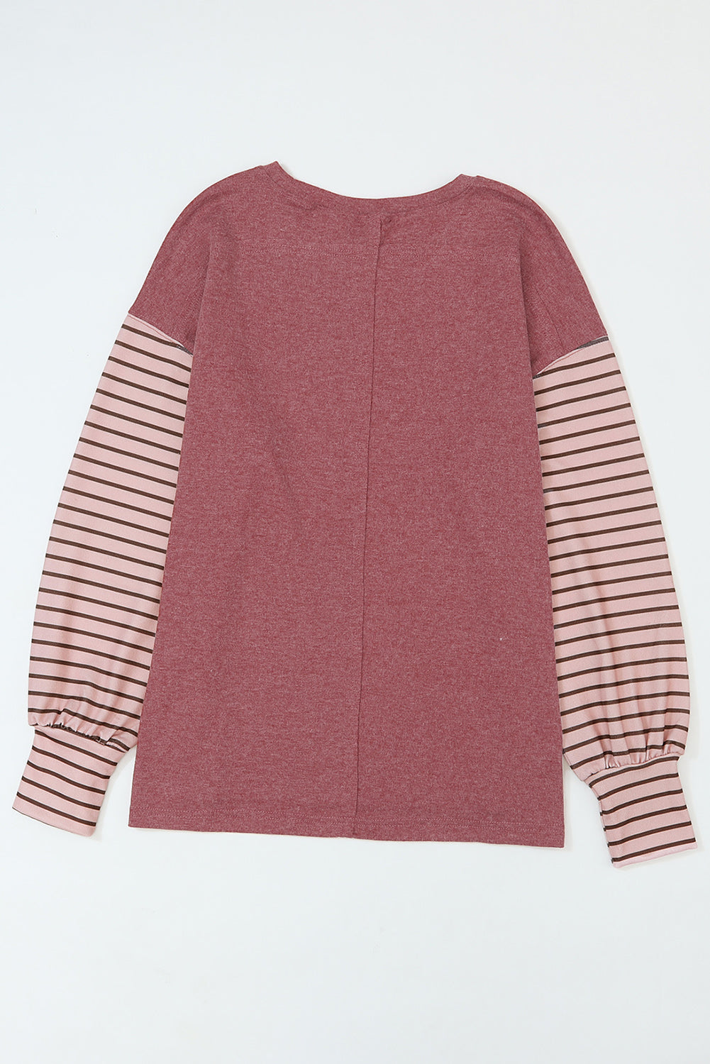 Gray Colorblock Striped Bishop Sleeve Top