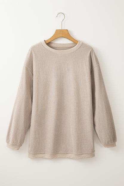 Apricot Ribbed Corduroy Oversized Sweatshirt