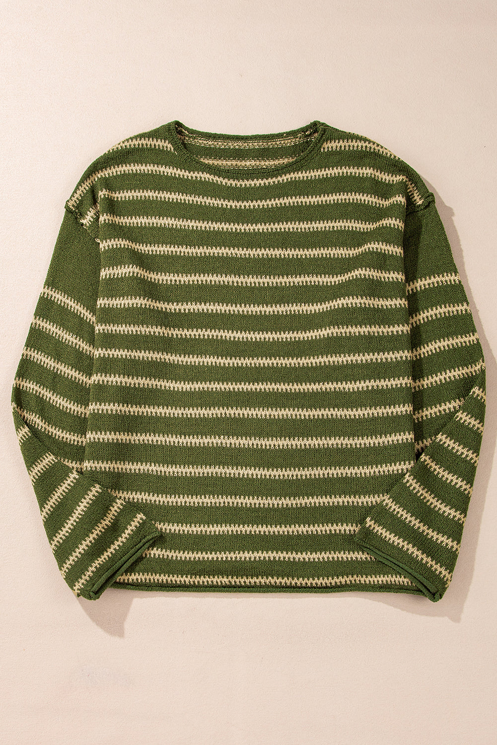 Brown Stripe Drop Shoulder Casual Sweater