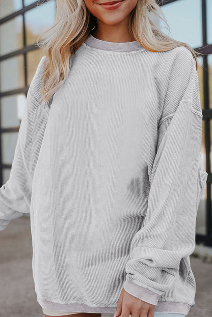 Apricot Ribbed Corduroy Oversized Sweatshirt