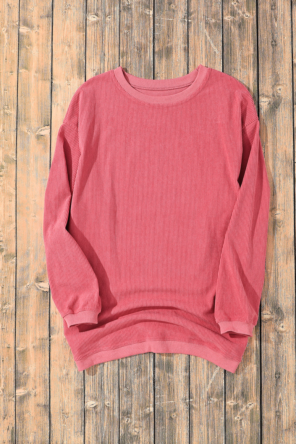 Apricot Ribbed Corduroy Oversized Sweatshirt