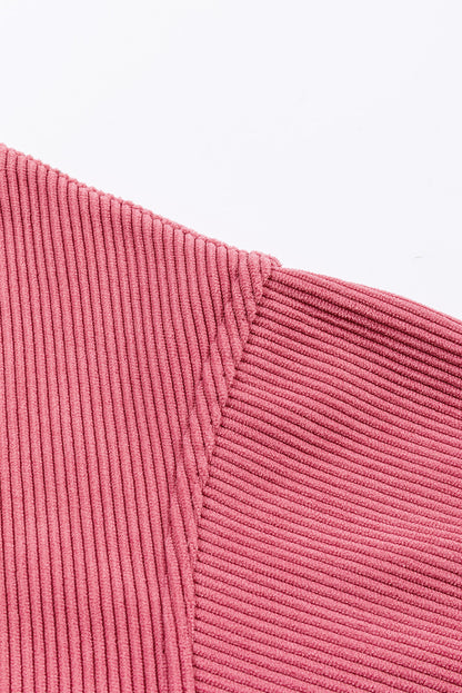 Apricot Ribbed Corduroy Oversized Sweatshirt