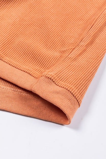 Apricot Ribbed Corduroy Oversized Sweatshirt