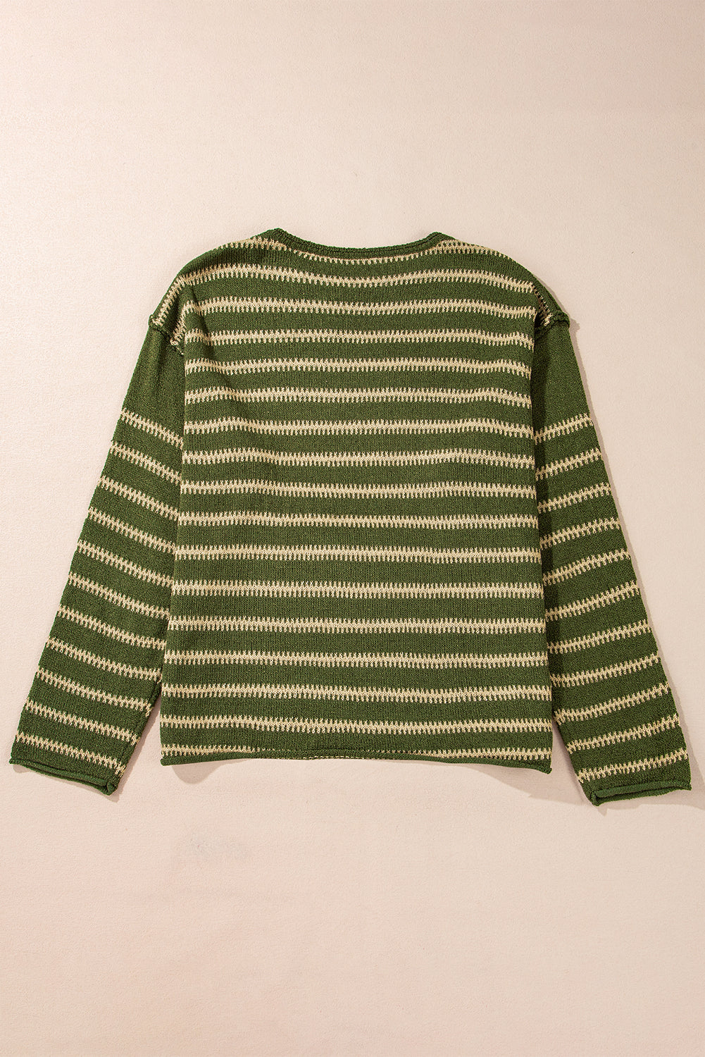 Brown Stripe Drop Shoulder Casual Sweater