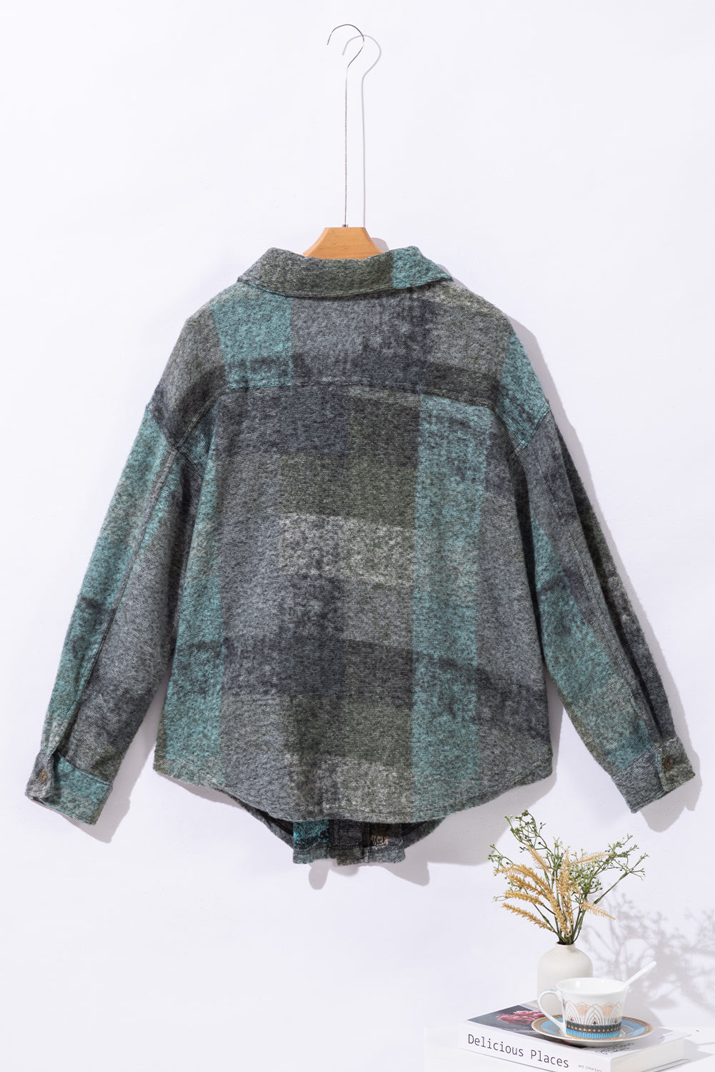 Multicolor Brushed Plaid Pocketed Oversize Shacket