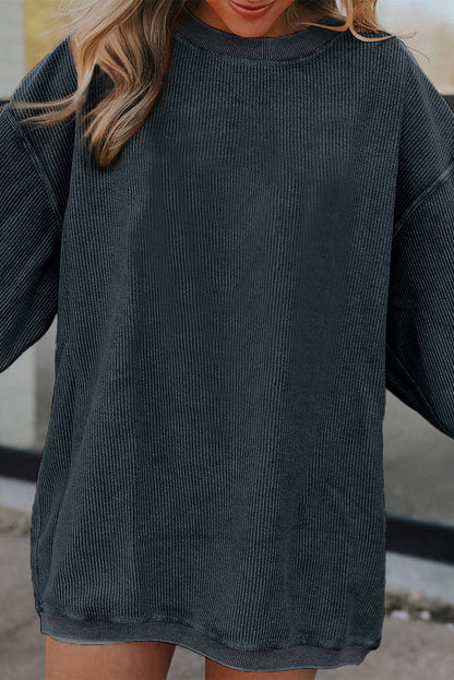 Apricot Ribbed Corduroy Oversized Sweatshirt