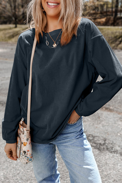 Apricot Ribbed Corduroy Oversized Sweatshirt