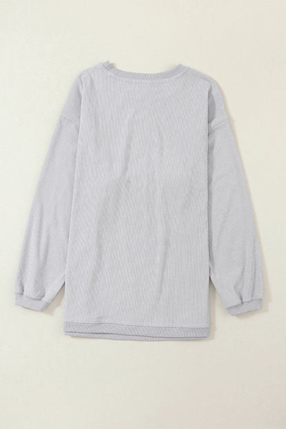 Apricot Ribbed Corduroy Oversized Sweatshirt