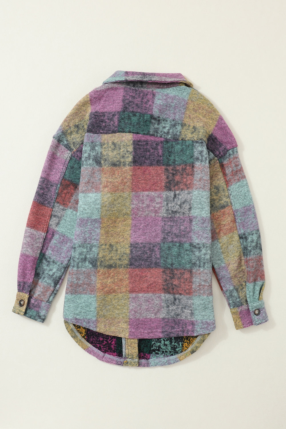 Multicolor Brushed Plaid Pocketed Oversize Shacket