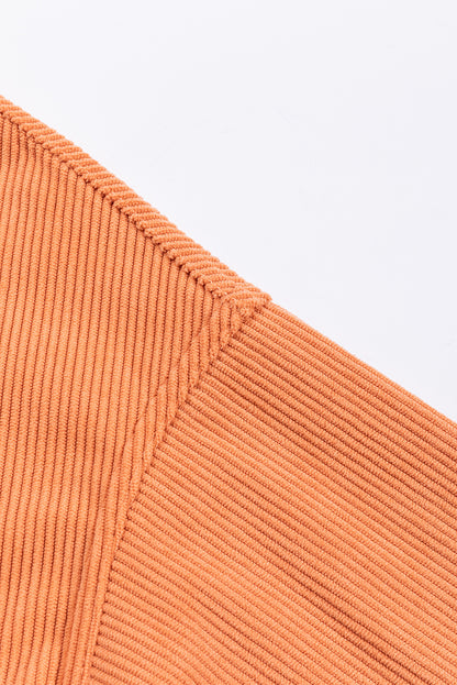 Apricot Ribbed Corduroy Oversized Sweatshirt